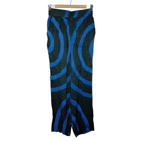 Seek Collective Echo Print Silk Pants Black Blue Womens Small Lounge - Picture 1 of 7